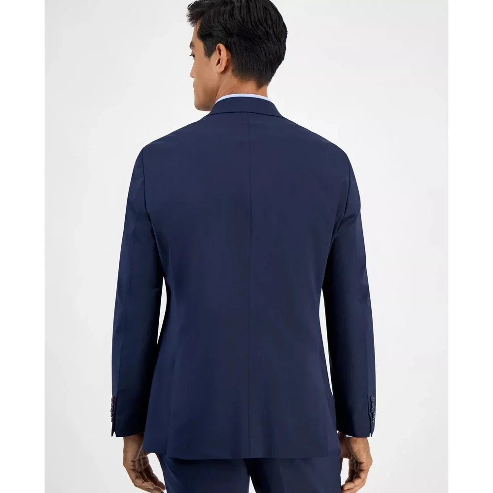 Hugo Boss Mens Modern fit Suit Jacket Blazer 40L Navy Blue Solid Stretch Wool